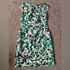 Ann Taylor Dress in Green, Black, and Cream